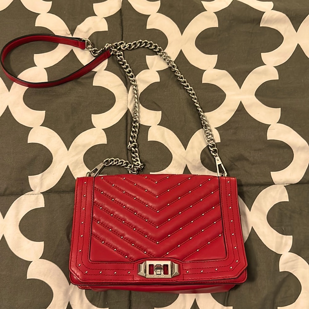 Chevron Quilted Studded Love Crossbody